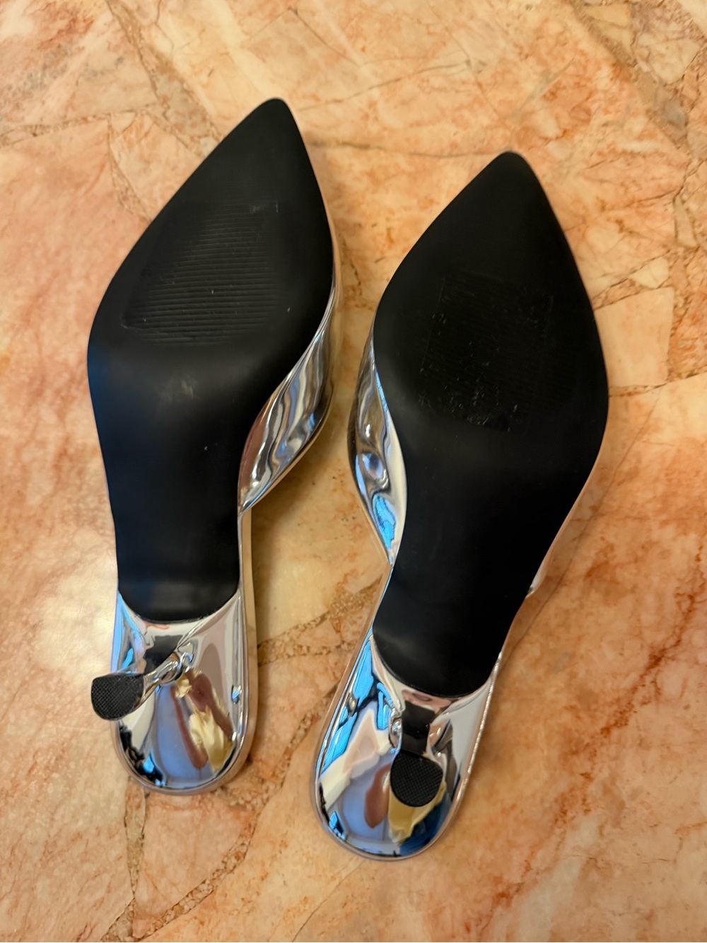 Steve Madden Metallic Silver Pointed Slip-On Mules - Picture 4 of 6